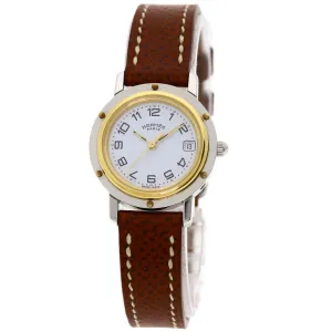 Hermes CL4.220 Clipper Watch Stainless Steel Leather Women's HERMES