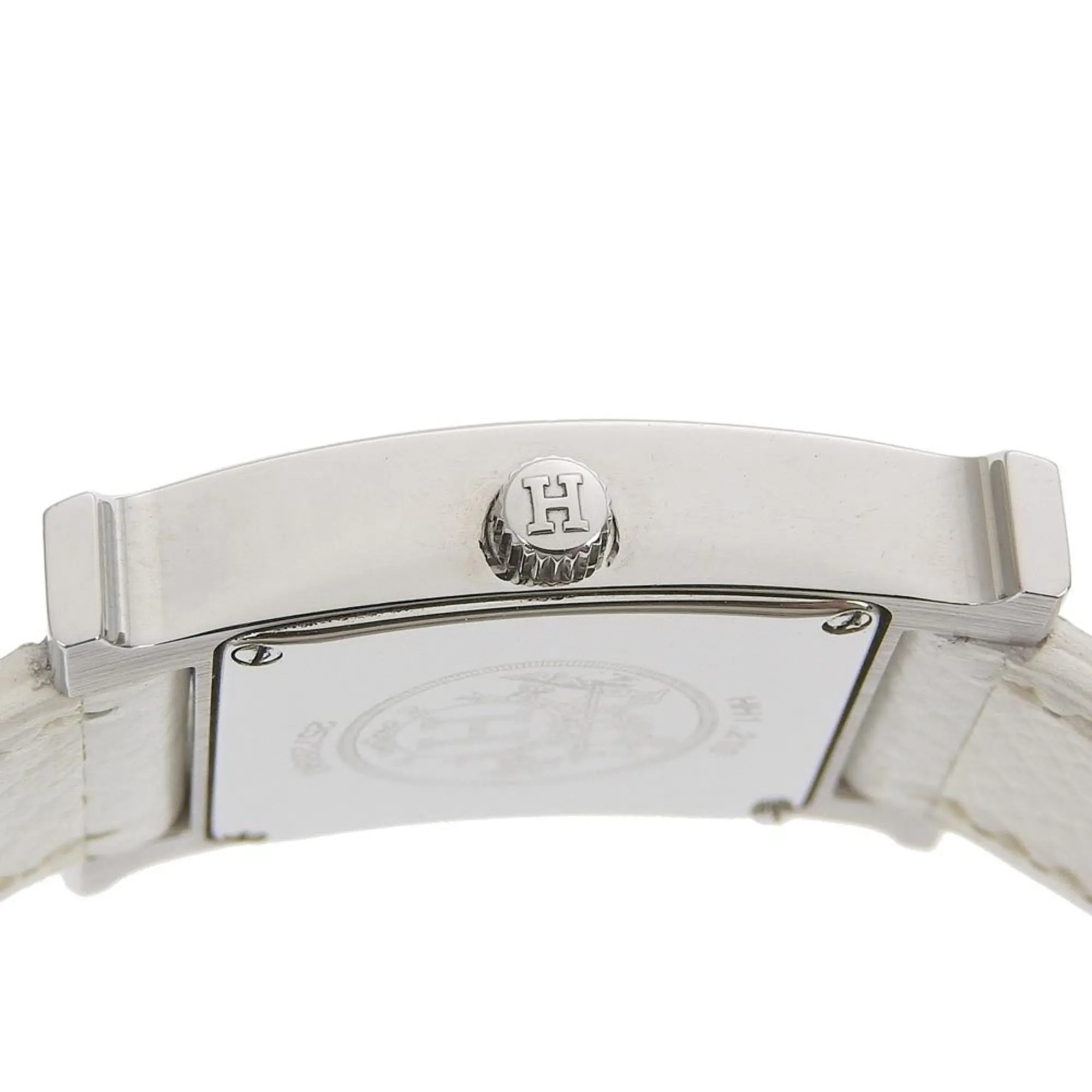 Hermes HERMES H Watch Wristwatch HH1.210 Stainless Steel x Leather 2005 Quartz Analog Display White Dial Ladies