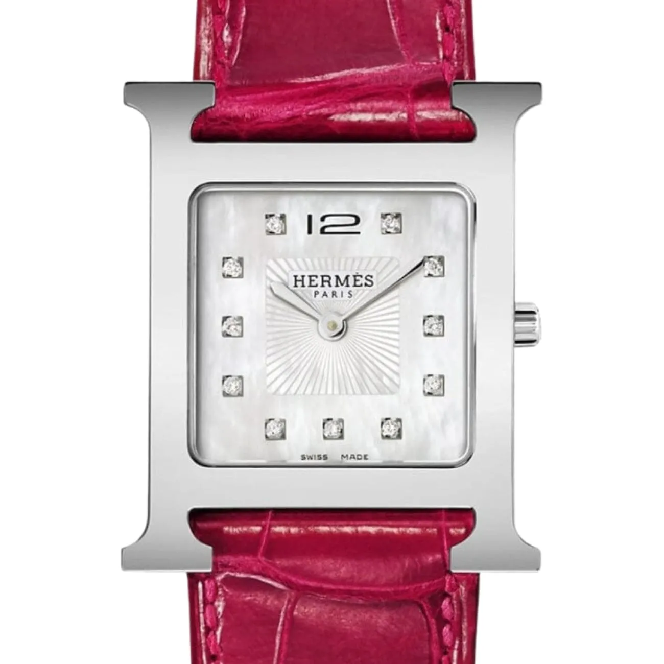 HEURE H - MOTHER OF PEARL DIAMOND SET MEDIUM WATCH