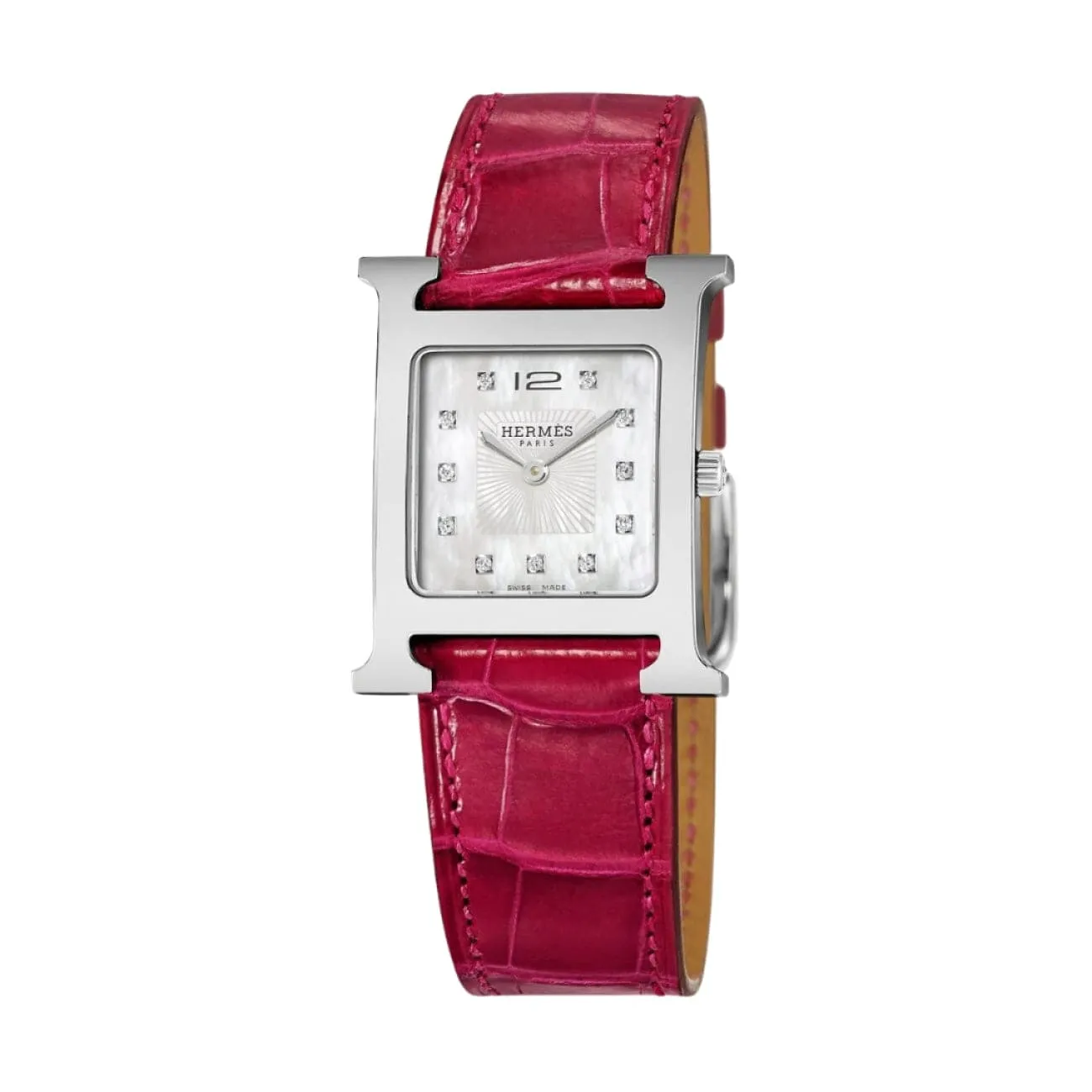 HEURE H - MOTHER OF PEARL DIAMOND SET MEDIUM WATCH