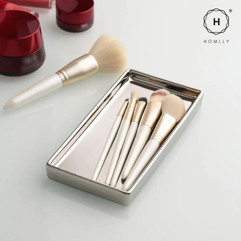 Homlly Silver Ceramic Jewelry Toothbrush Vanity Tray Holder