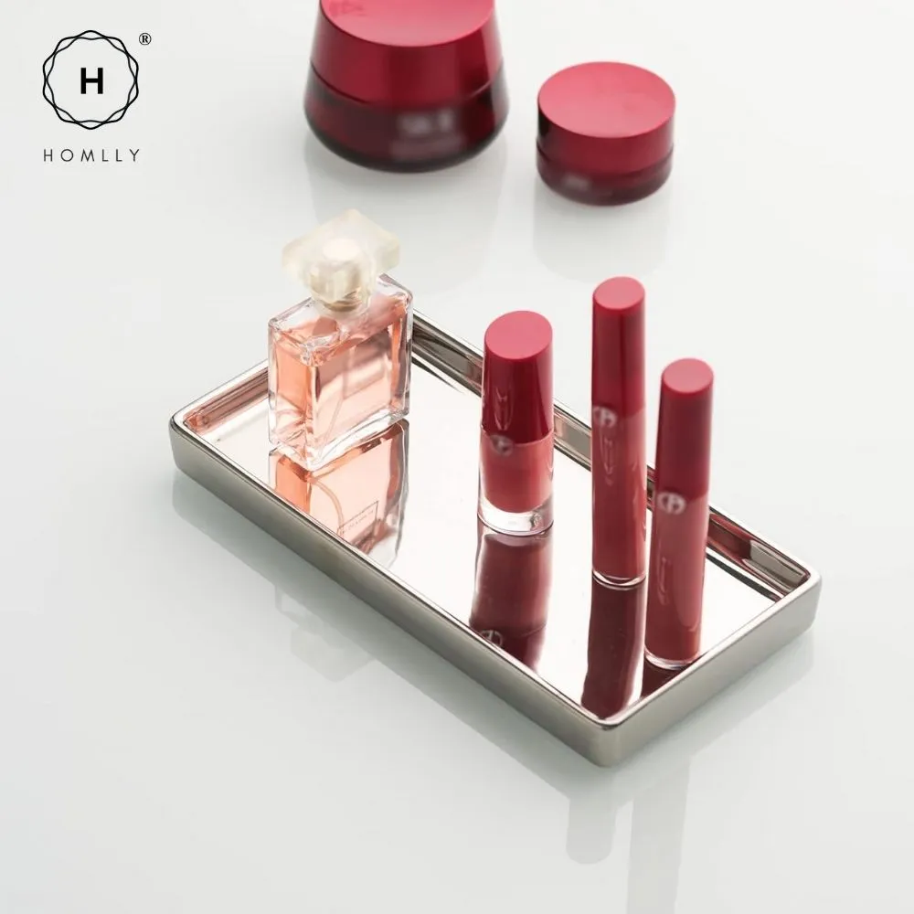 Homlly Silver Ceramic Jewelry Toothbrush Vanity Tray Holder