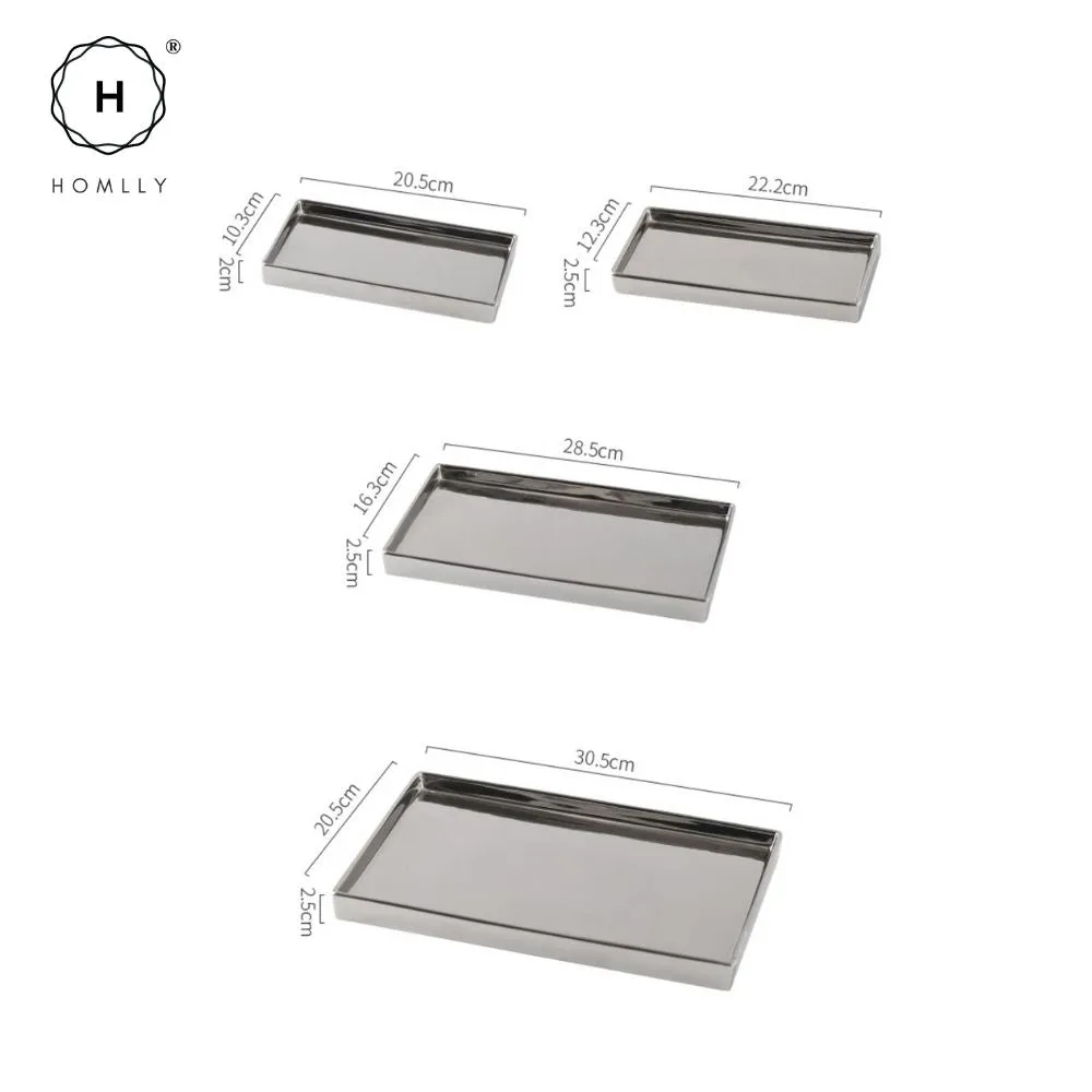Homlly Silver Ceramic Jewelry Toothbrush Vanity Tray Holder