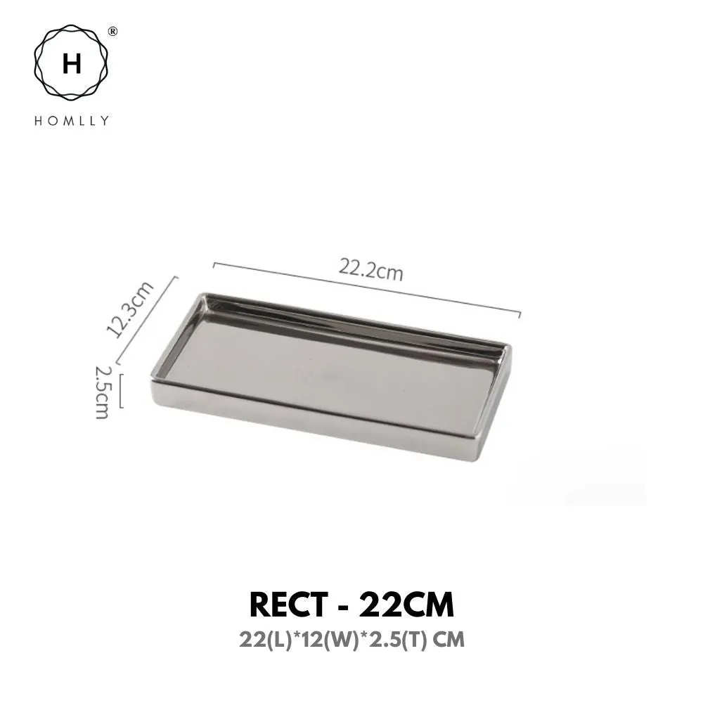 Homlly Silver Ceramic Jewelry Toothbrush Vanity Tray Holder
