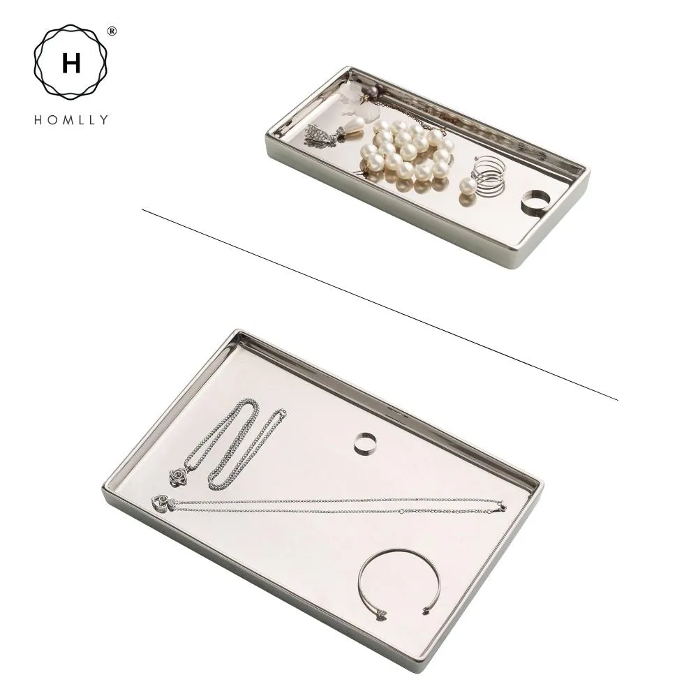 Homlly Silver Ceramic Jewelry Toothbrush Vanity Tray Holder