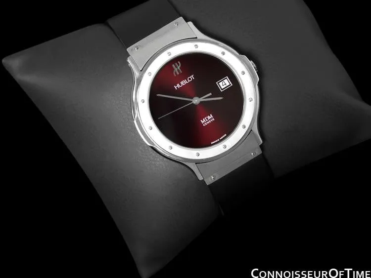 Hublot MDM Full Size Mens Red Wine Dial Watch with Date - Stainless Steel