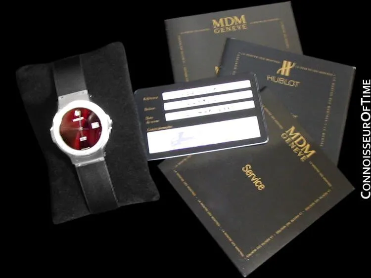 Hublot MDM Full Size Mens Red Wine Dial Watch with Date - Stainless Steel