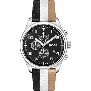 Hugo Boss Black And White Leather Watch