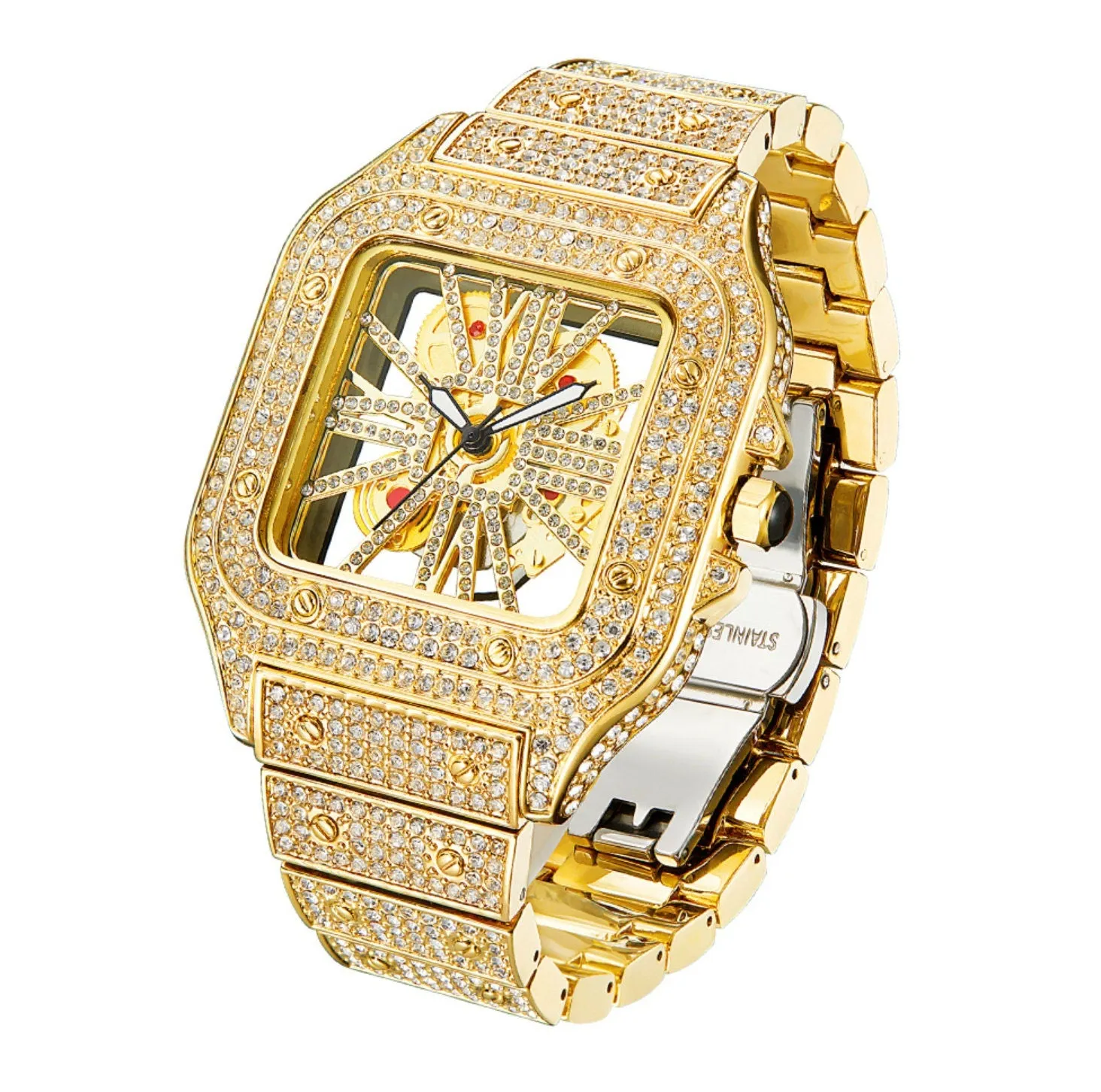 Iced Out Watch | Iced Watch | Mens Iced Out Watch | Hip Hop Watch | Skeleton Watch | Diamond Watches | Buss Down Watch | Iced Out Jewelry