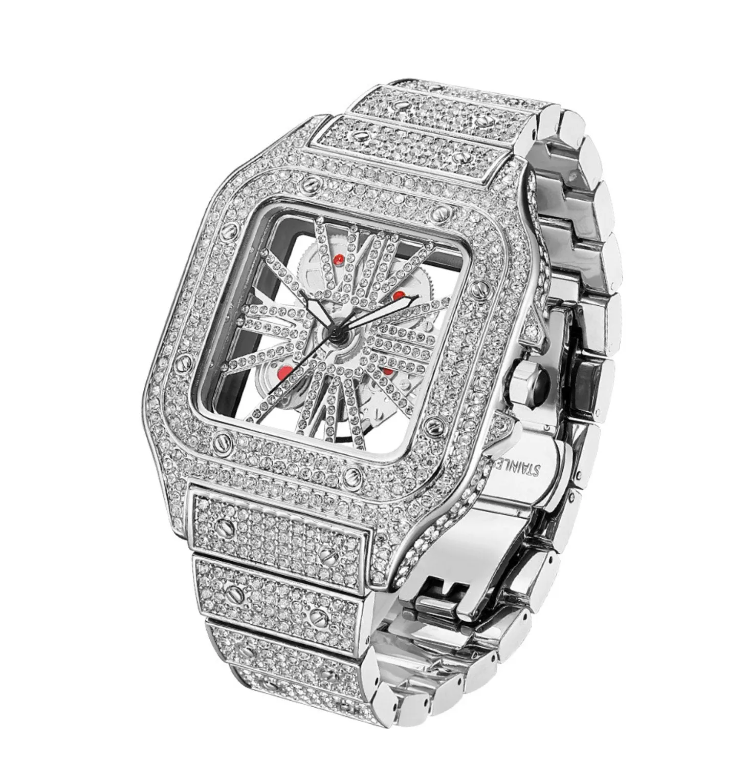 Iced Out Watch | Iced Watch | Mens Iced Out Watch | Hip Hop Watch | Skeleton Watch | Diamond Watches | Buss Down Watch | Iced Out Jewelry