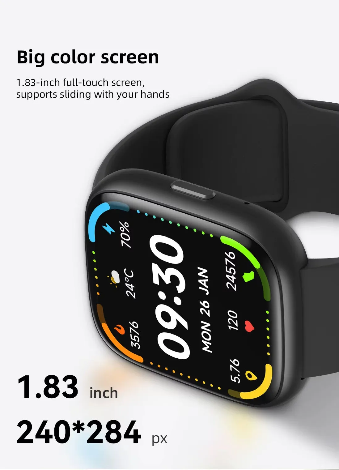 IDW26 Smart Watches 1.83" HD Screen 100  Sport Models Heart Rate Monitor Smartwatch for Men Women Build-In Alexa 3ATM IP68