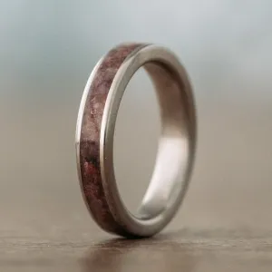 (In-Stock) Titanium Wedding Band with Ruby Stone Inlay - Size 7 | 4mm Wide