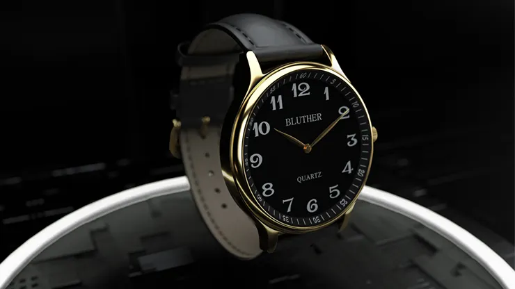 Infinity Watch V3 - Gold Case Black Dial / STD Version (Gimmick and Online Instructions) by Bluether Magic