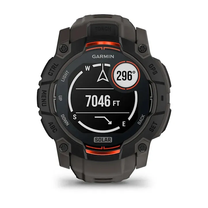 Instinct 3 Solar Black Bezel With Charcoal Band Smartwatch