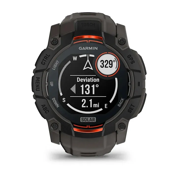 Instinct 3 Solar Black Bezel With Charcoal Band Smartwatch