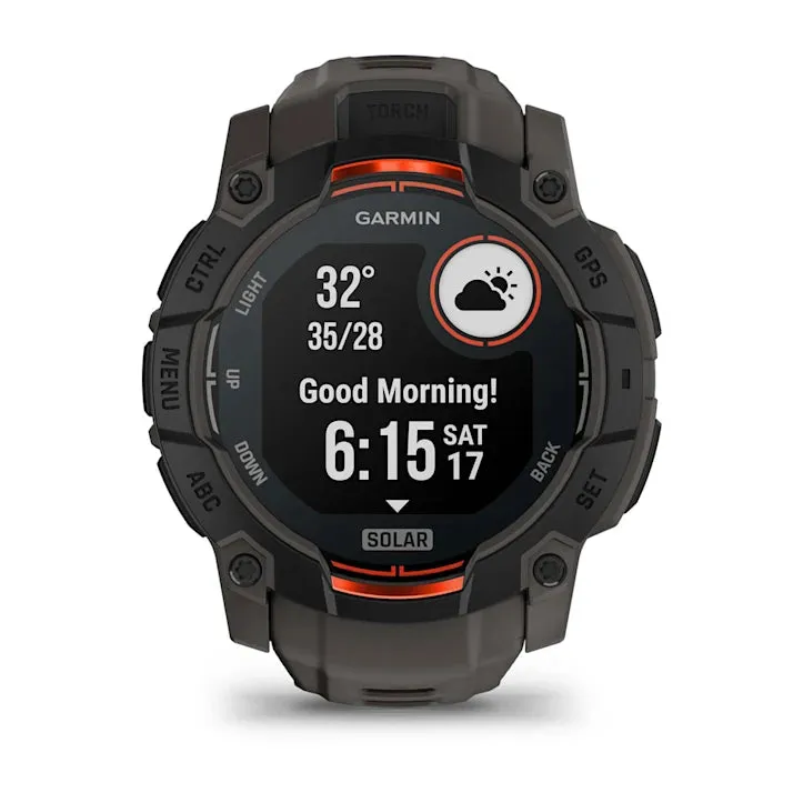 Instinct 3 Solar Black Bezel With Charcoal Band Smartwatch