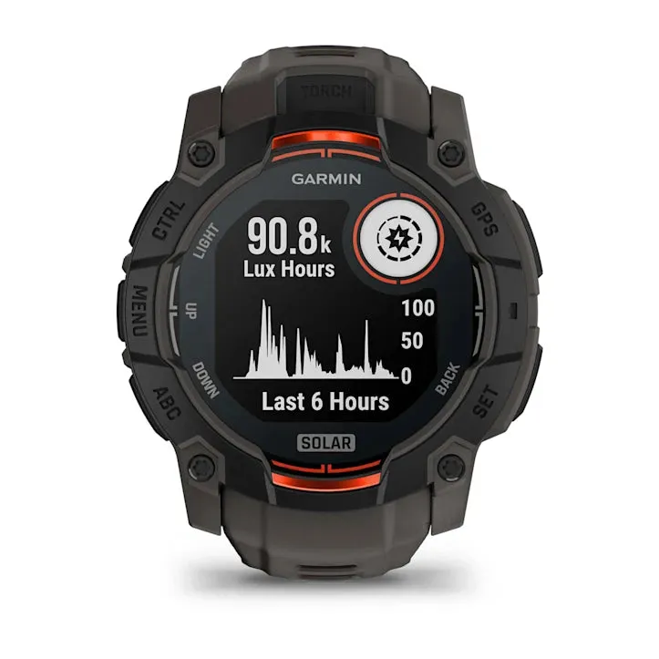 Instinct 3 Solar Black Bezel With Charcoal Band Smartwatch
