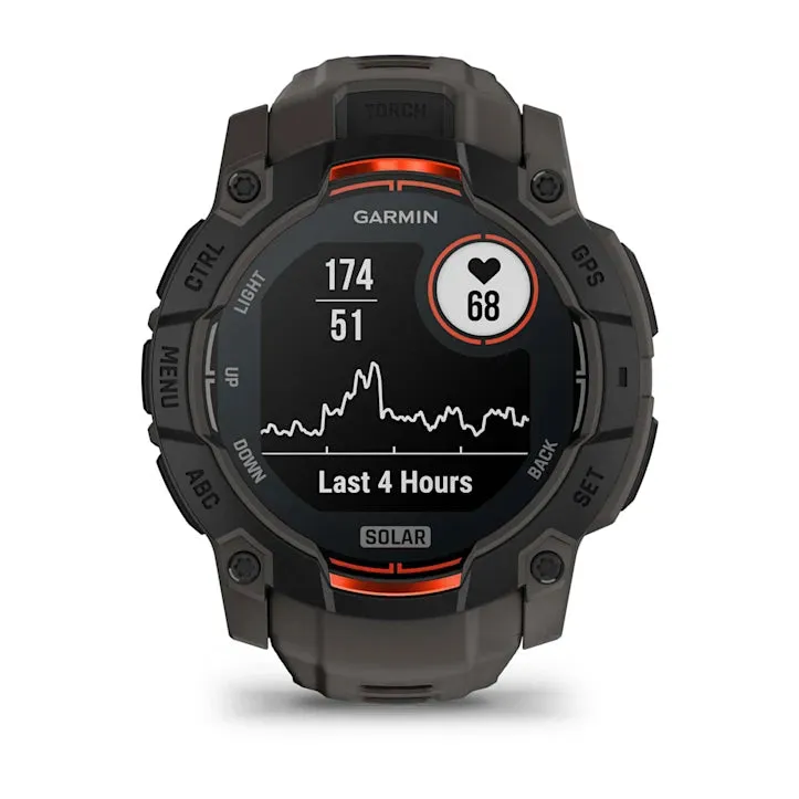 Instinct 3 Solar Black Bezel With Charcoal Band Smartwatch