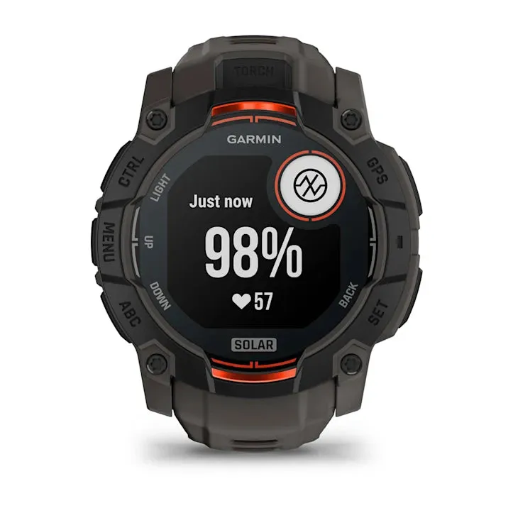 Instinct 3 Solar Black Bezel With Charcoal Band Smartwatch