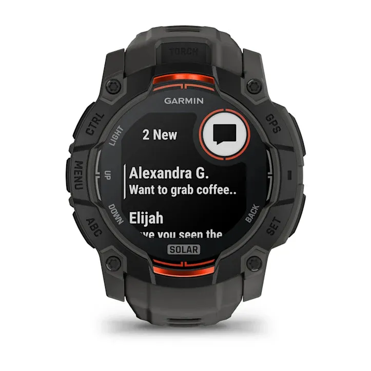 Instinct 3 Solar Black Bezel With Charcoal Band Smartwatch