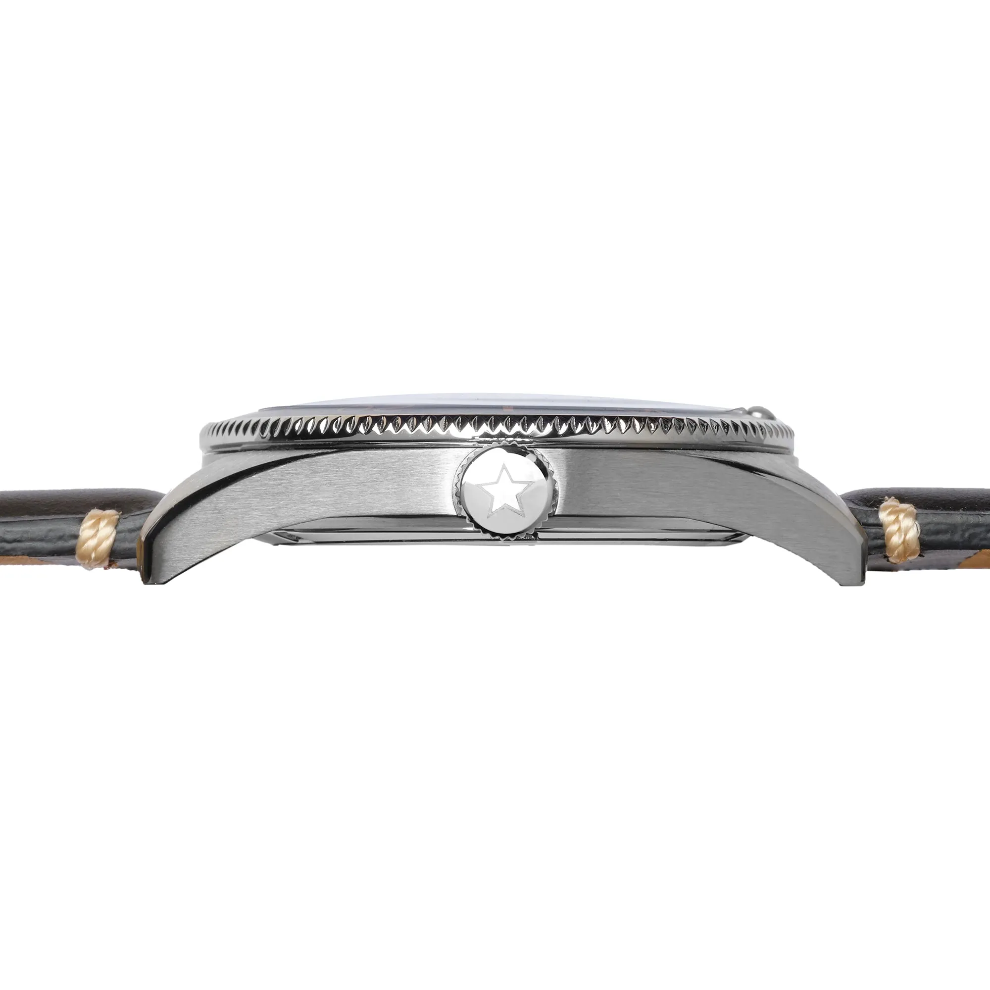 Iron Will. Black Dial. Pepsi bezel. Black Leather Strap. SG-0012-06