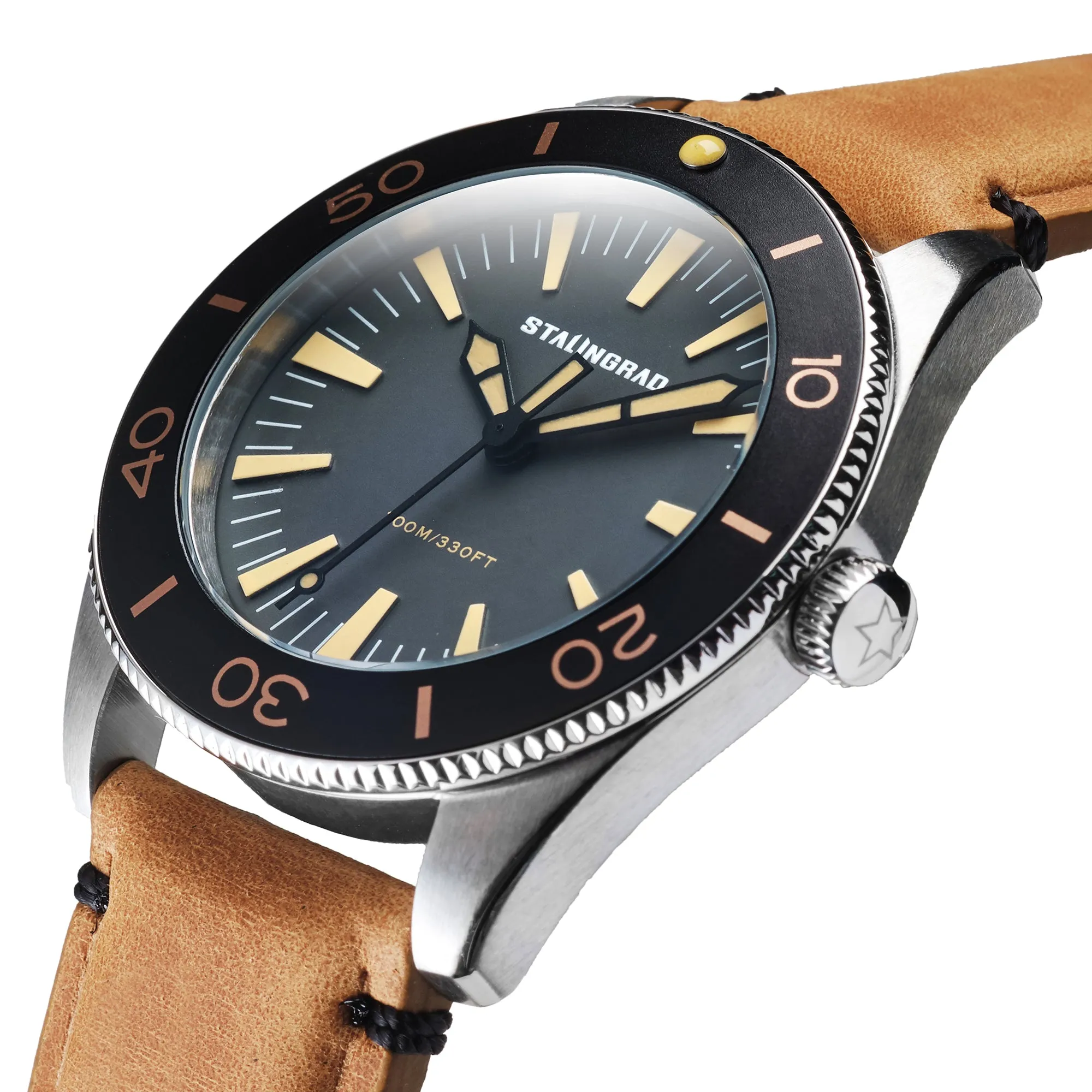 Iron Will. Grey Dial. Brown Leather Strap. SG-0012-05