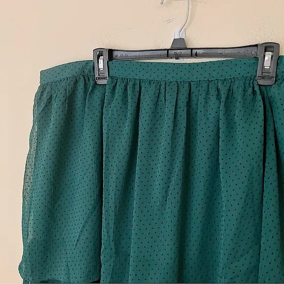 J. Crew Factory Plus Size NWTs Women’s  Green Tiered Polkadot Midi Skirt Size 2X