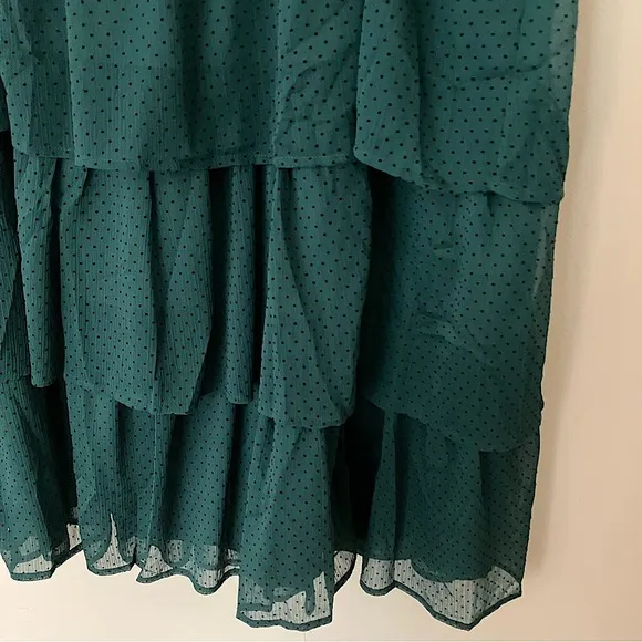 J. Crew Factory Plus Size NWTs Women’s  Green Tiered Polkadot Midi Skirt Size 2X