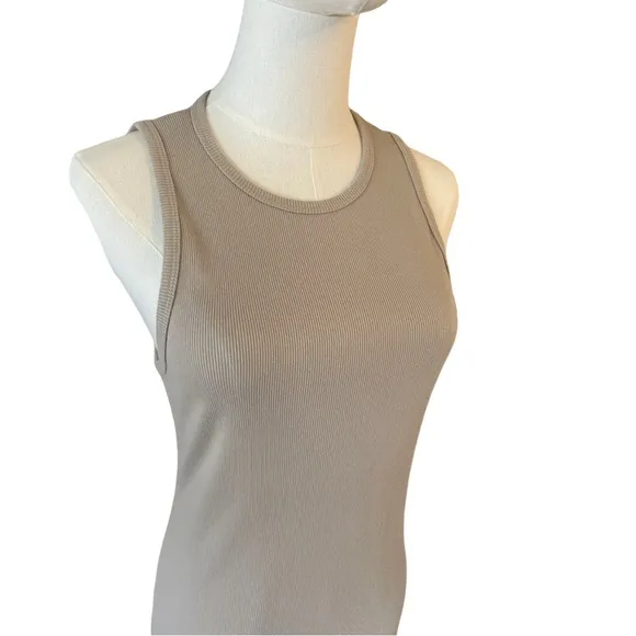 James Perse Ribbed Knit Taupe Gray Sleeveless Dress Women’s Size Small NWT