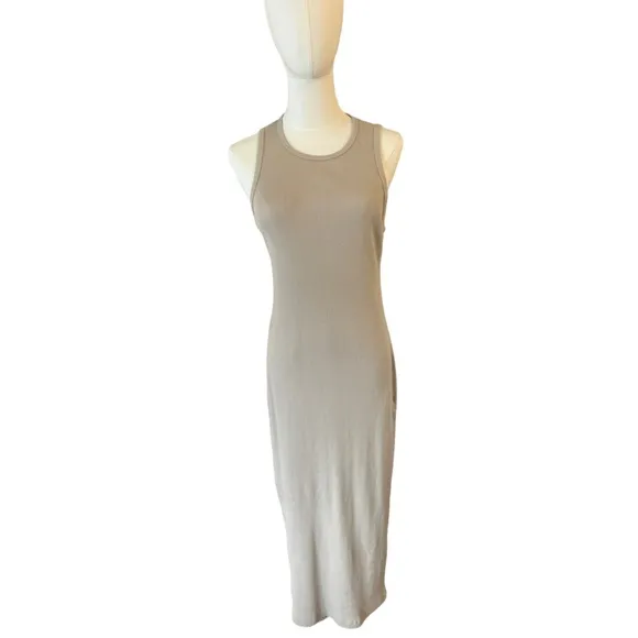 James Perse Ribbed Knit Taupe Gray Sleeveless Dress Women’s Size Small NWT