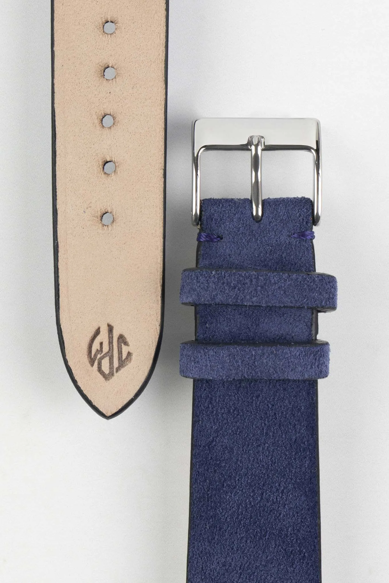 JPM Italian Suede Leather Watch Strap in BLUE