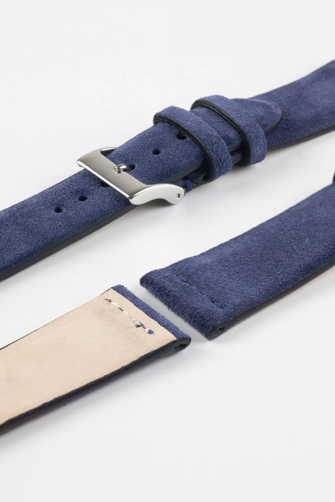 JPM Italian Suede Leather Watch Strap in BLUE