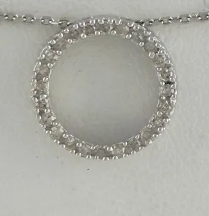 LADIES 10K WHITE GOLD 1/4ct 24 ROUND DIAMOND SMALL ETERNITY PENDANT CHARM