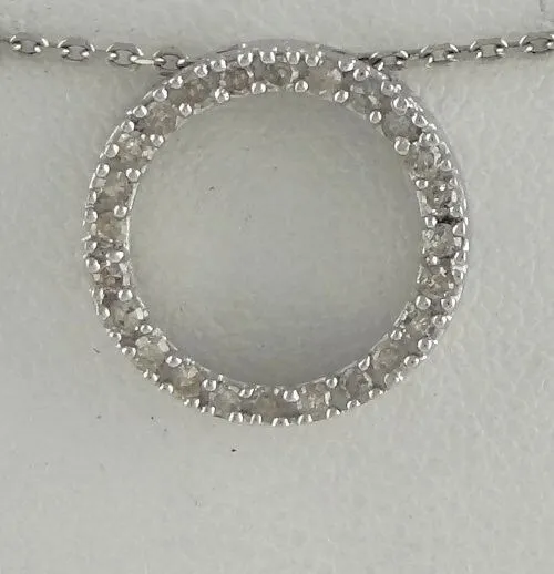 LADIES 10K WHITE GOLD 1/4ct 24 ROUND DIAMOND SMALL ETERNITY PENDANT CHARM