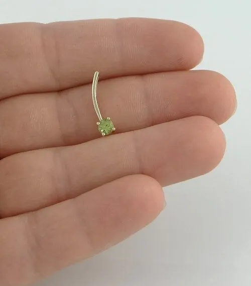 LADIES 10K YELLOW GOLD 1/4ct SYNTHETIC PERIDOT AUGUST STICK PENDANT CHARM .71"