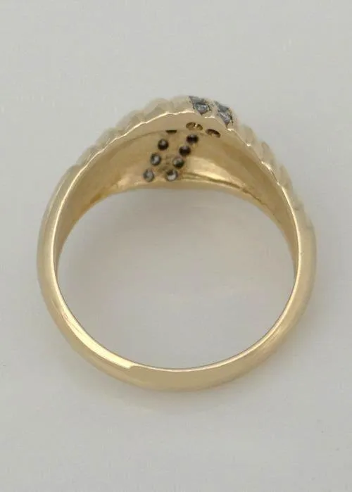 LADIES 10K YELLOW GOLD 1/5ct CHANNEL SET DIAMOND DOME SHELL BAND RING