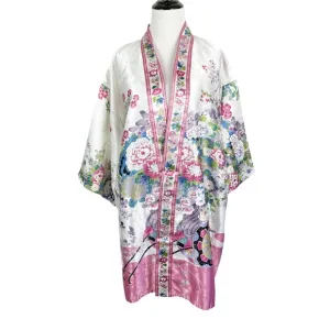 Lady Japanese Elegant Kimono Dress with Oriental Flower Buggy Made in Japan