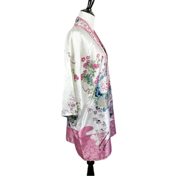 Lady Japanese Elegant Kimono Dress with Oriental Flower Buggy Made in Japan
