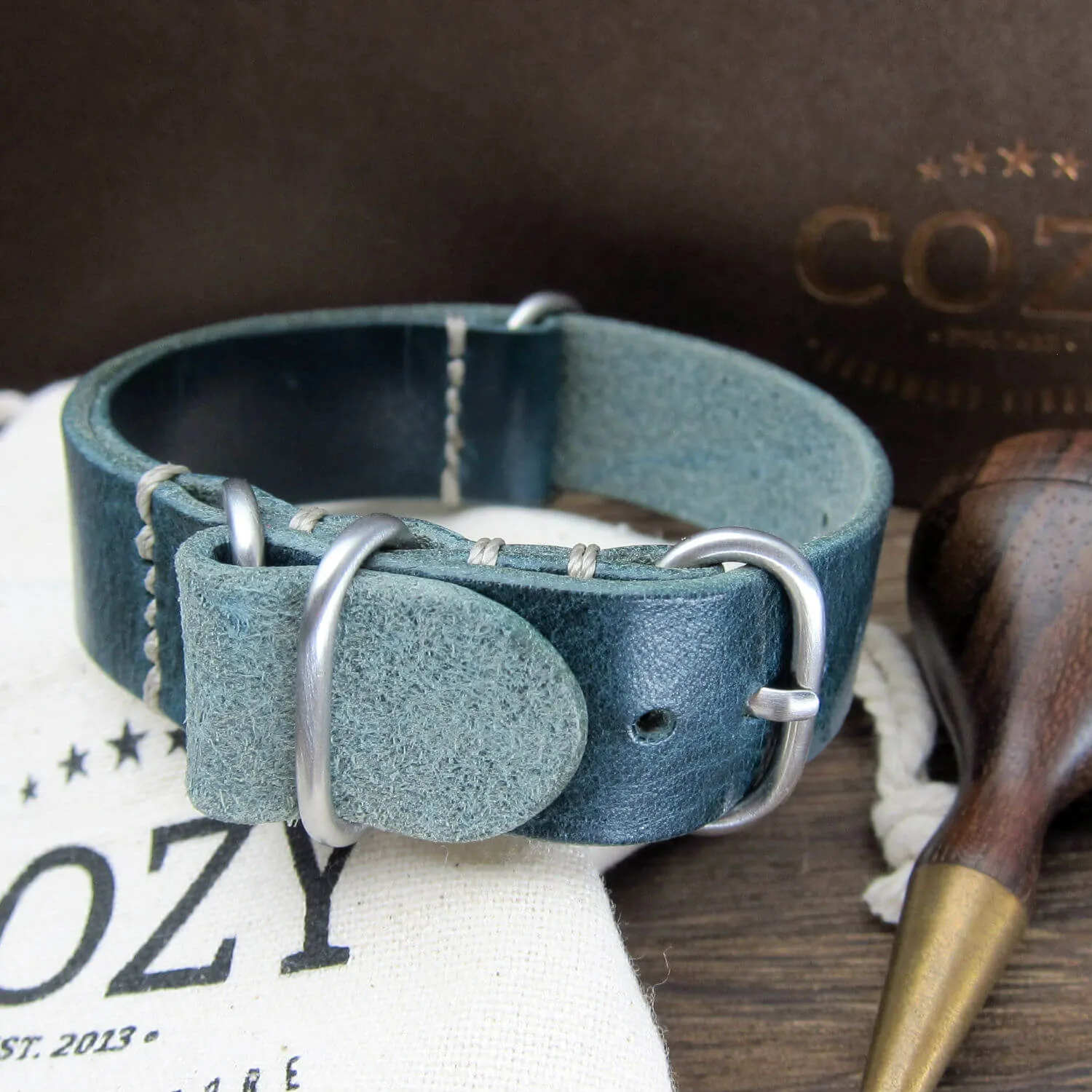 Leather Watch Strap, 4-Ring Military 106