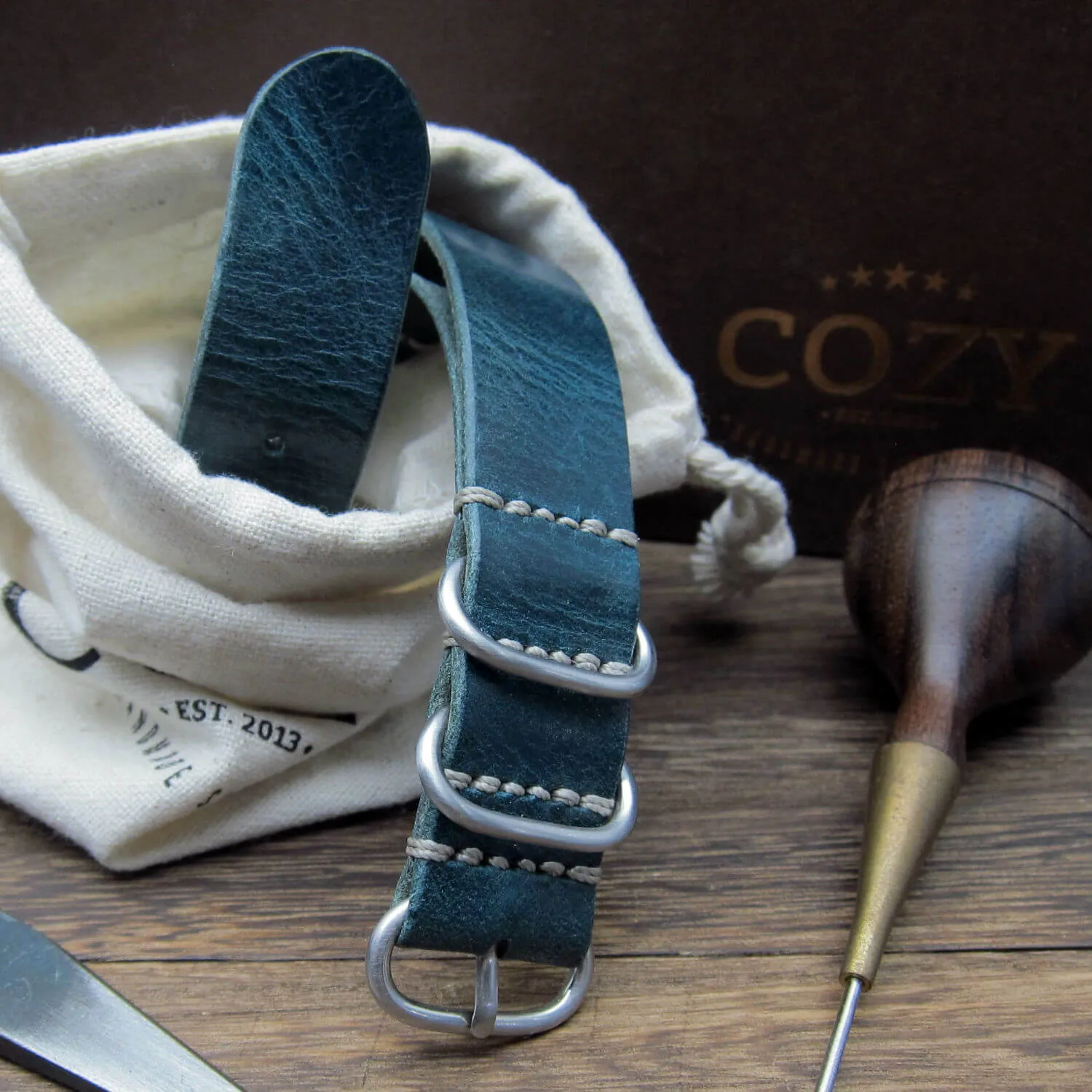 Leather Watch Strap, 4-Ring Military 106