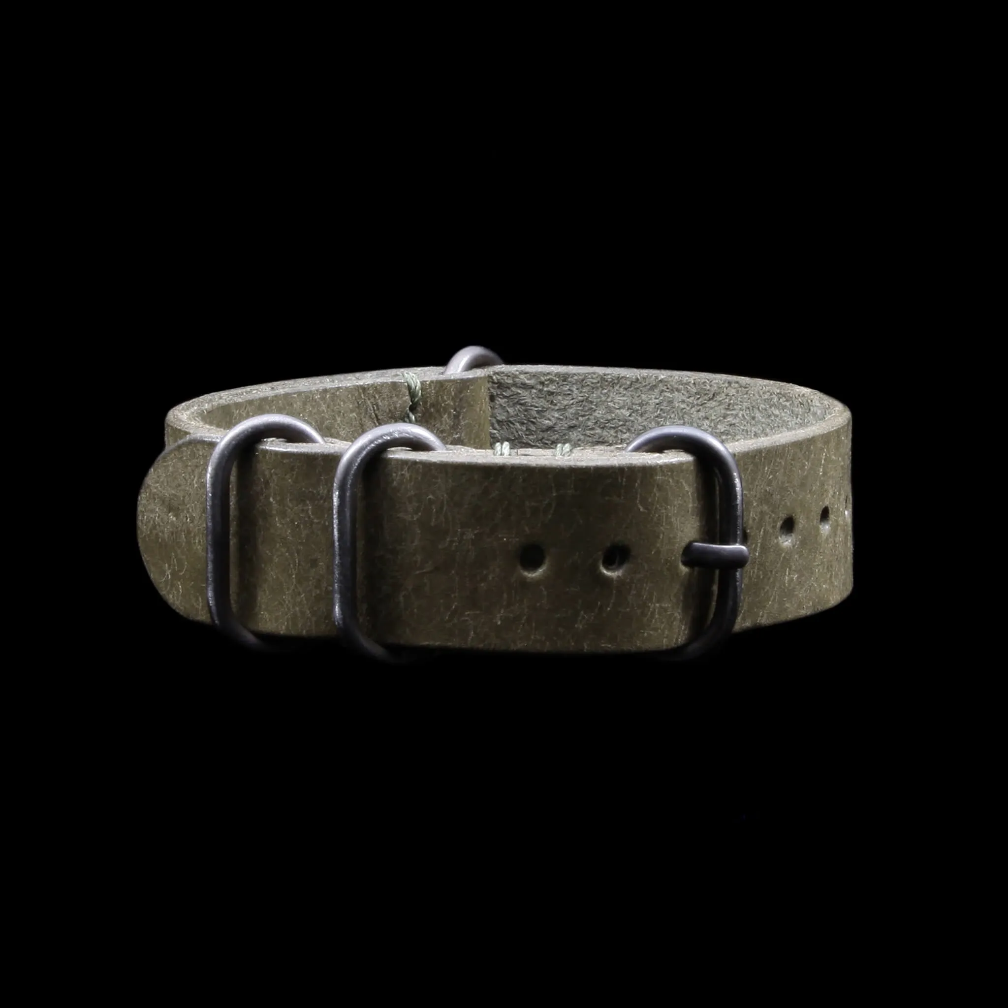Leather Watch Strap, 4-Ring Rustic Olive