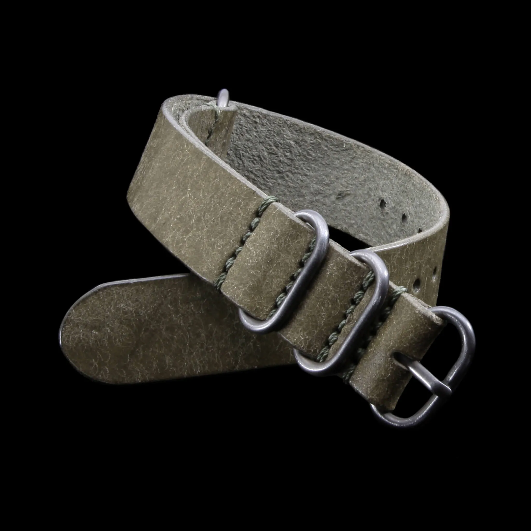 Leather Watch Strap, 4-Ring Rustic Olive
