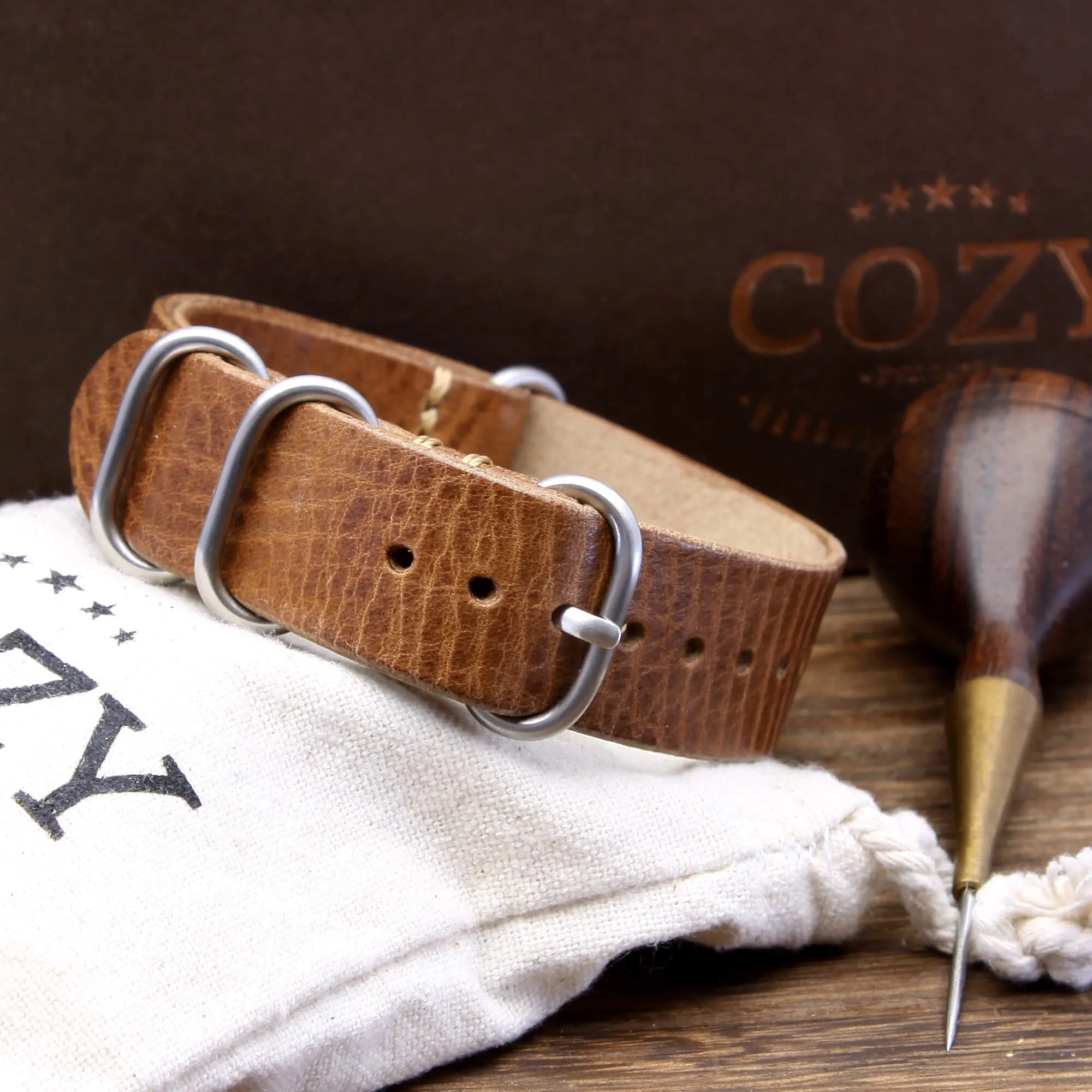 Leather Watch Strap, 4-Ring Vintage 402