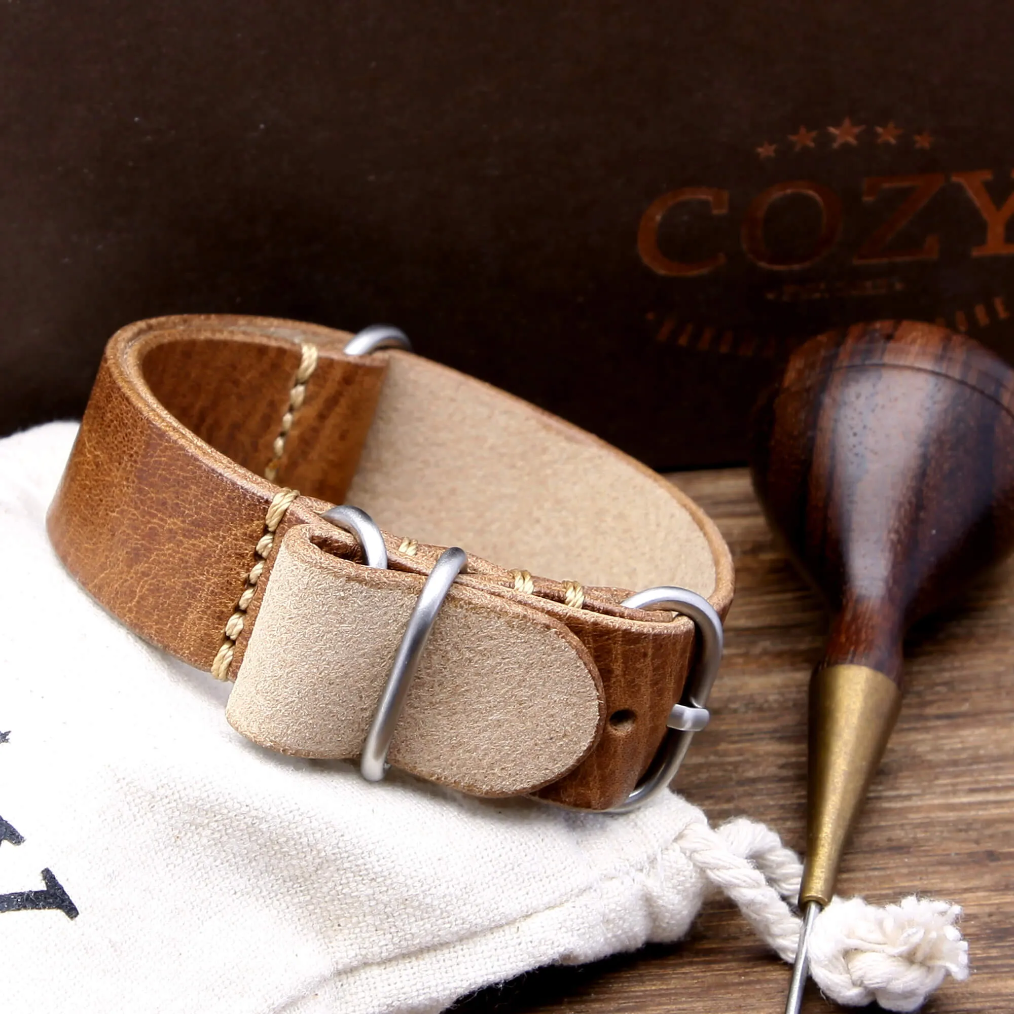 Leather Watch Strap, 4-Ring Vintage 402