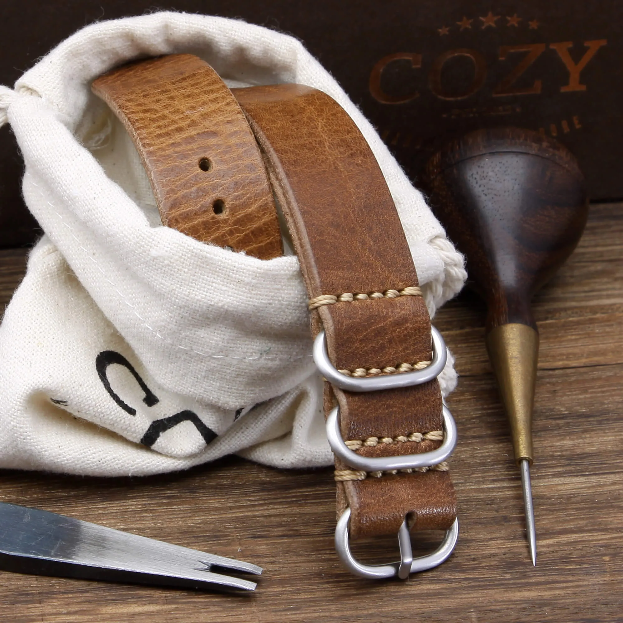 Leather Watch Strap, 4-Ring Vintage 402
