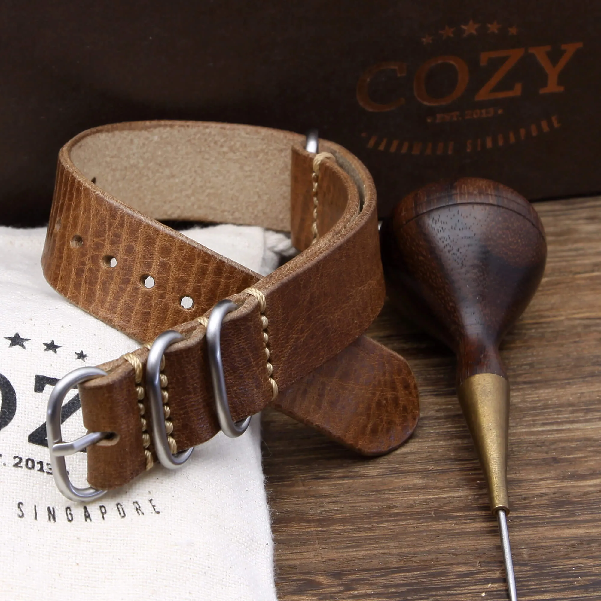 Leather Watch Strap, 4-Ring Vintage 402
