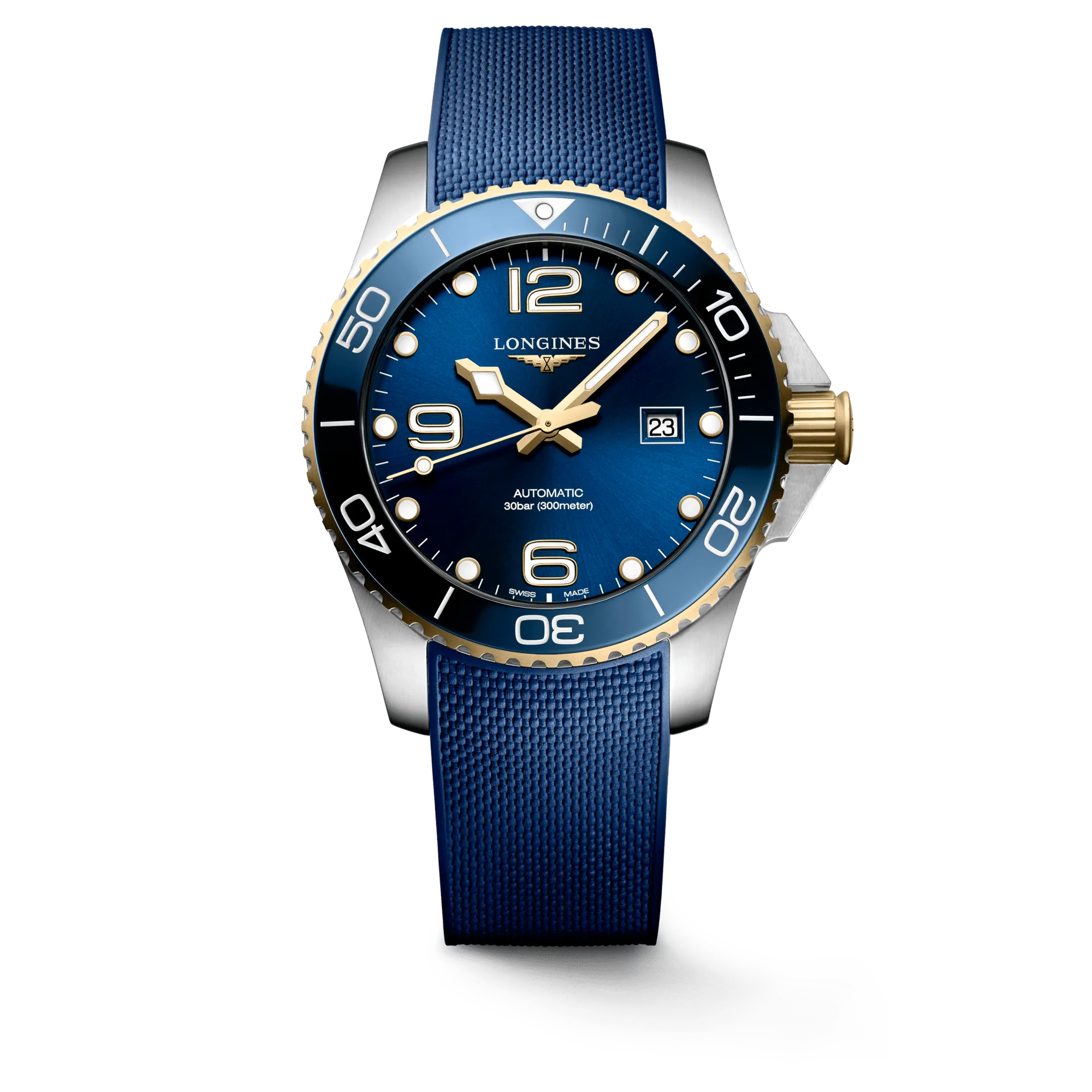 Longines HydroConquest 43mm Blue-Gold Rubber Strap Men's Watch L37823969