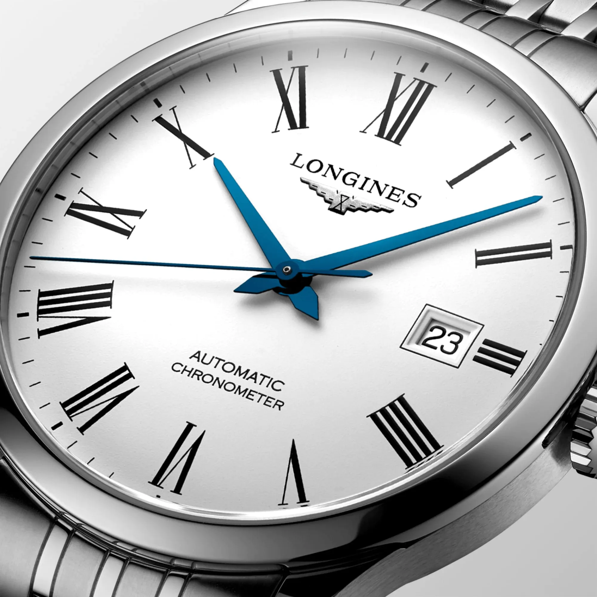 Longines Record 40mm Chronometer White Dial Steel Men's Watch L28214116