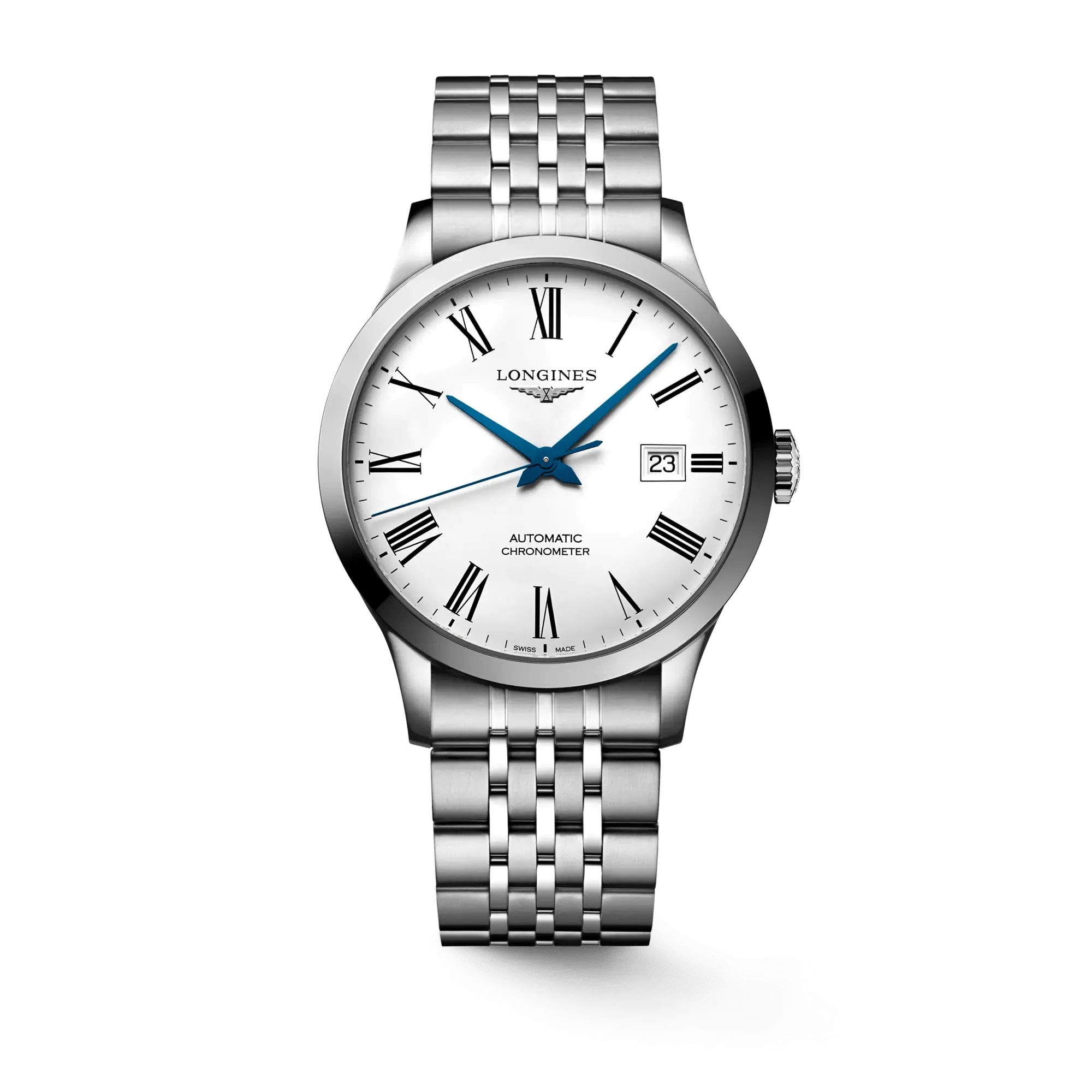 Longines Record 40mm Chronometer White Dial Steel Men's Watch L28214116