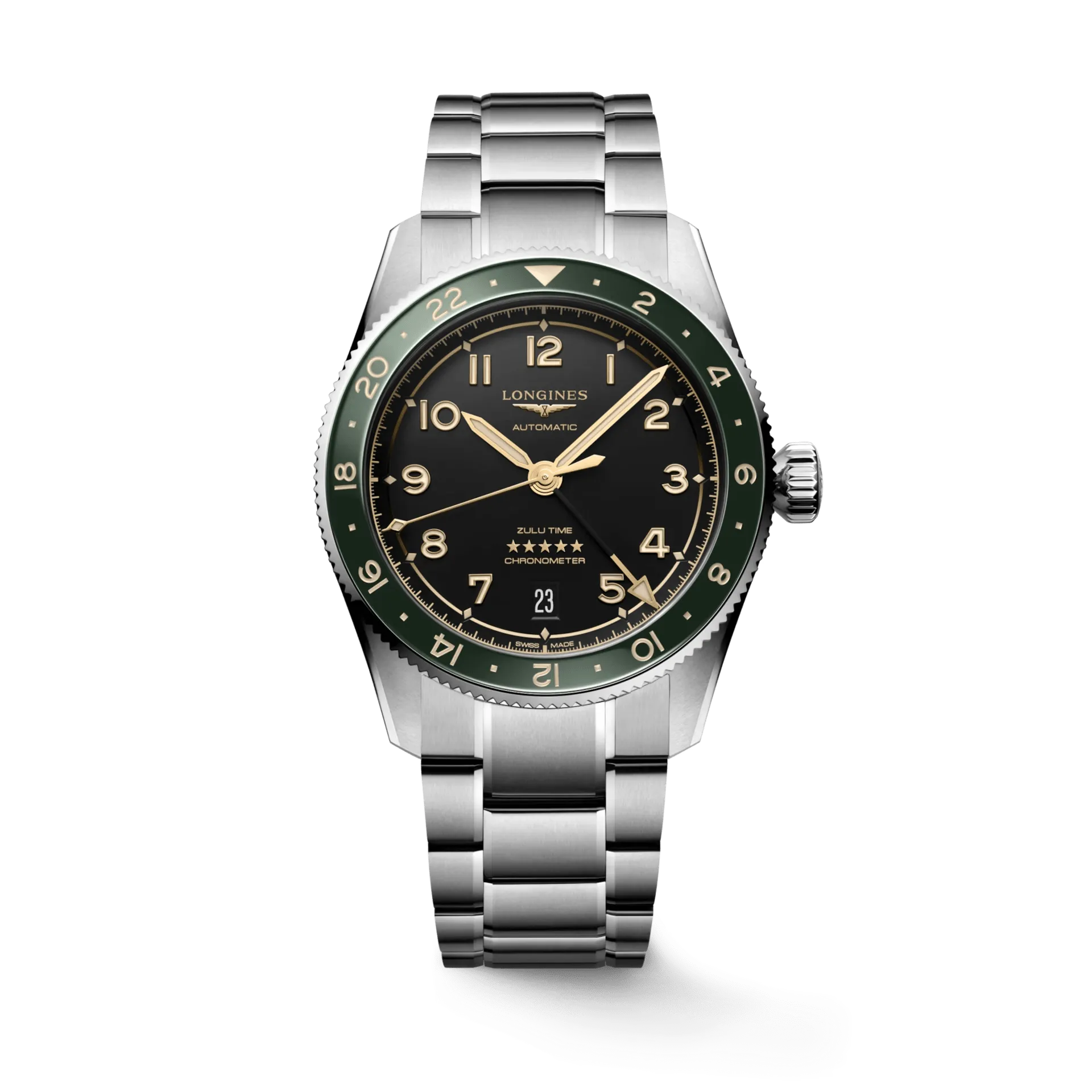 Longines Spirit Zulu Time 39mm Anthracite Dial GMT Steel Men's Watch L38024636